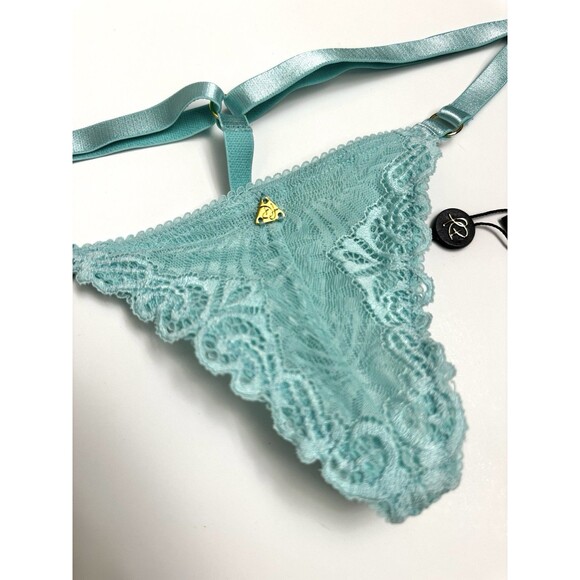Women’s Small Thong Demery Jayne G-String Turquoise Lace New With Tags Lingerie - Picture 2 of 6